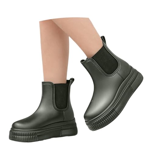 MODSGUE Damen Halbhoch Stiefeletten Wasserdicht Gummistiefel Rutschfeste Regenstiefel Hiking Flach Gummistiefel Safety Elastische Regenstiefel Wasserdicht Bequeme Reitschuhe von MODSGUE