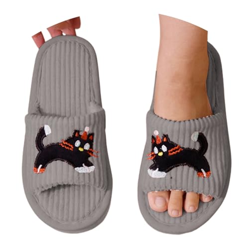 MODSGUE Damen Herren Hausschuhe Warme Weicher Hausschlappen Bequeme Plüsch Pantoffeln Lustige Tierdruck Filzhausschuhe Offene Zehen Herbst Winter Hauspantoffeln Flache Slippers von MODSGUE
