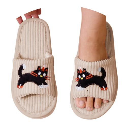 MODSGUE Damen Herren Hausschuhe Warme Weicher Hausschlappen Bequeme Plüsch Pantoffeln Lustige Tierdruck Filzhausschuhe Offene Zehen Herbst Winter Hauspantoffeln Flache Slippers von MODSGUE