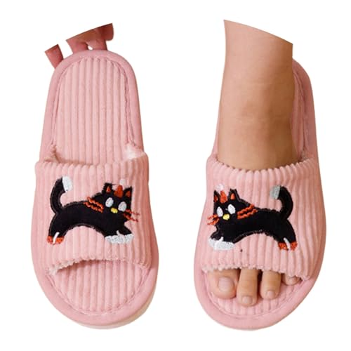 MODSGUE Damen Herren Hausschuhe Warme Weicher Hausschlappen Bequeme Plüsch Pantoffeln Lustige Tierdruck Filzhausschuhe Offene Zehen Herbst Winter Hauspantoffeln Flache Slippers von MODSGUE