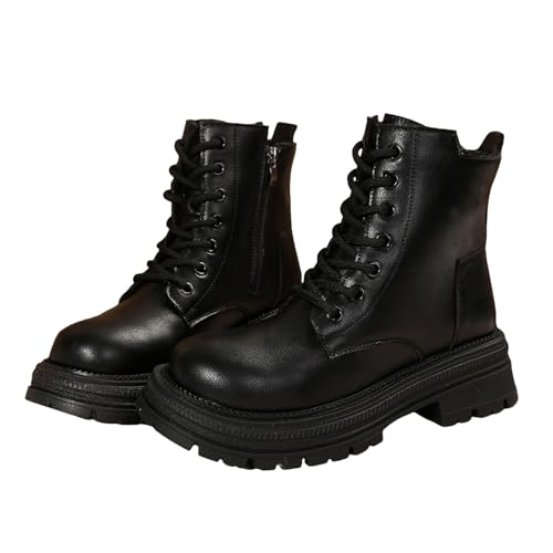 MODSGUE Damen Kampfstiefel Mit Schnürung Schnürboots Combat Boots Wanderstiefel Reißverschluss Schnürstiefeletten Blockabsatz Taktische Militärstiefel Winterschuhe Plateau Sicherheitsschuhe von MODSGUE