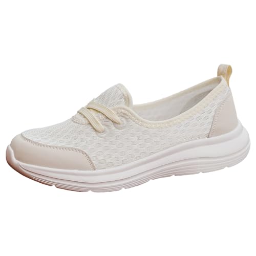 MODSGUE Damen Komfort-Schuhe Weiß, Leicht Atmungsaktiv Schuhe, Modischer Sportschuhe Komfort Schuhe Für Damen Mesh Freizeit Lockerer Wanderschuhe von MODSGUE