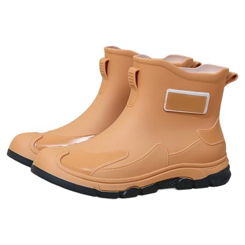 MODSGUE Damen Kurz Regenschuhe Gummistiefel Wasserdicht Mit Blockabsatz Rutschfeste Stiefel Gartenschuhe Anti-Rutsch Knöchel Gummi Stiefel Stiefeletten Mit Komfort Einlegesohle Außenbereich von MODSGUE