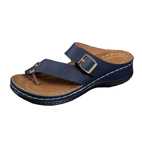 MODSGUE Damen Orthopädische Sandalen Retro Sommer Hausschuhe Aushöhlen Flacher Ferse Flip Flop Zehentrenner Beach Sandalen Mode Plattform Open Toe Schuhe Strandsandalen von MODSGUE