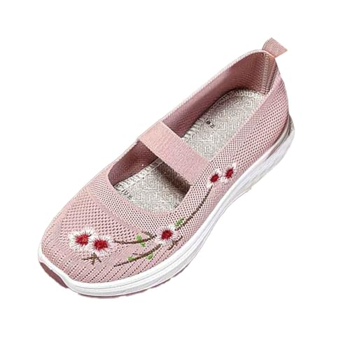 MODSGUE Damen Orthopädische Schuhe Blume Durck Sommerschuhe Sommer Damenschuhe Leichte Walkingschuhe Vermascht Bequeme Sportschuhe Slip On Sneakers Mesh Stoffschuhe von MODSGUE