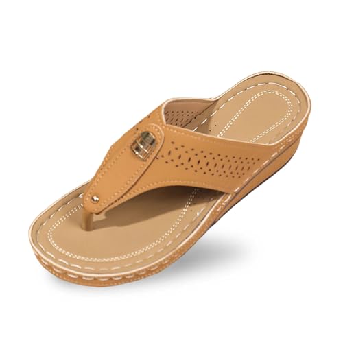 MODSGUE Damen Orthopädische Zehentrenner Sandalen Damen Strass Flip-Flops Sommer PU-Leder Clip -Toe Pantoffeln Gummi Plateau Slippers Freizeit Strandschuhe Hausschuhe von MODSGUE