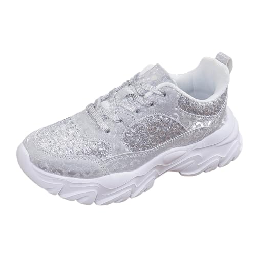 MODSGUE Damen Pailletten Sneaker Glitzer Schuhe Flache Low Outdoor Laufschuhe Schnürsenkel Bequeme Atmungsaktiv Schnürer Turnschuhe Walkingschuhe Bequem Sportschuhe von MODSGUE