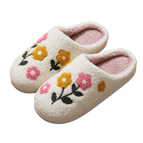 MODSGUE Damen Pantoffeln Bequem Winter Warm Erdbeere Obst Filzpantoffeln Unisex Warme Flauschig Plüsch Pantoffeln Basic Winterhausschuhe Slippers Memory Foam Hausschuhe von MODSGUE