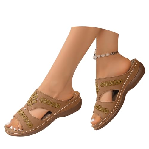 MODSGUE Damen Pantoletten Atmungsaktive Pantoffeln Frauen Plateausandalen Bequeme Hausschuhe Weich Modische Sommerschuhe mit Stoßdämpfung Open Toe Sport Strand Latschen Sandaletten von MODSGUE