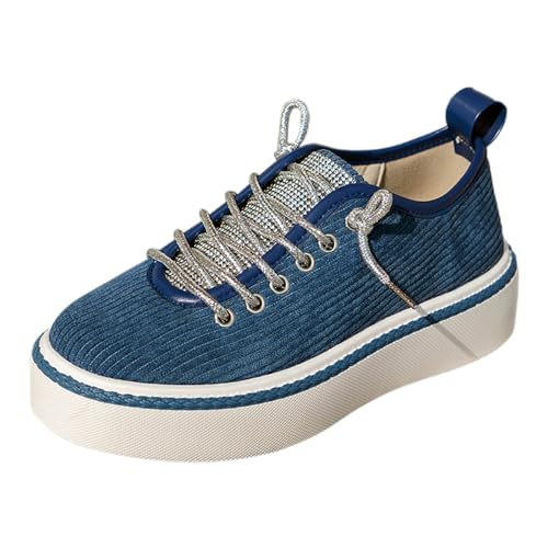 MODSGUE Damen Retro Sneaker Flach Runde Zehe Turnschuhe Canvas Schuhe Freizeitschuhe Strass Lässige Halbschuhe Wanderschuhe Sportschuhe Freizeitschuh Wildleder Schuhe von MODSGUE