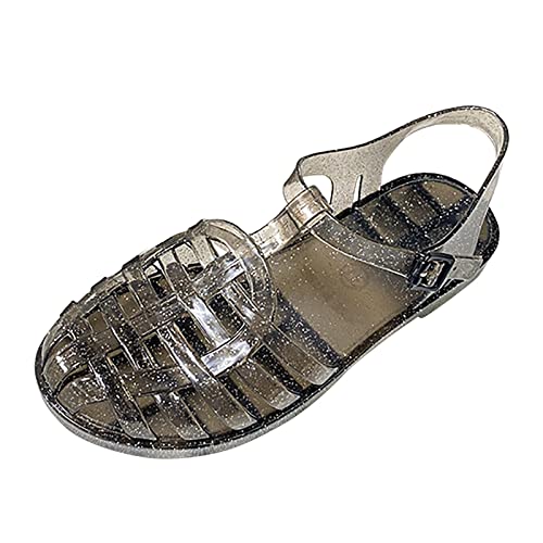 MODSGUE Damen Sandalen, Damen Klassische Transparente Kunststoff Sandalen, Casual Arbeit Gummistiefel Aus Kunststoff Kristall-Strandschuhe Für Den Strand Und Den Fluss von MODSGUE