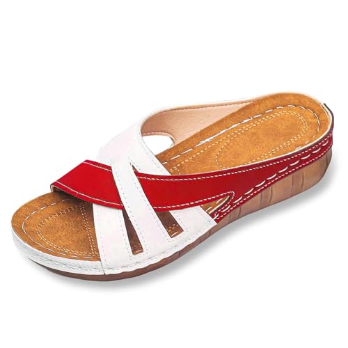 MODSGUE Damen Sandalen Orthopädische Slide Bequeme Breite Füße Plateau Damensandalen Bequeme Slingback Weichen Sohlen Sandaletten Hallux Valgus Strandsandalen Keilabsatz Freizeitschuhe von MODSGUE