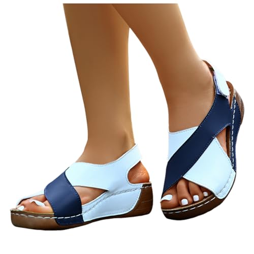 MODSGUE Damen Sandalen Sommer Strandsandalen zur Unterstützung des weiche Sandalen aus PU-Leder rutschfeste Elegante Sandalen Sandaletten Pantolette von MODSGUE