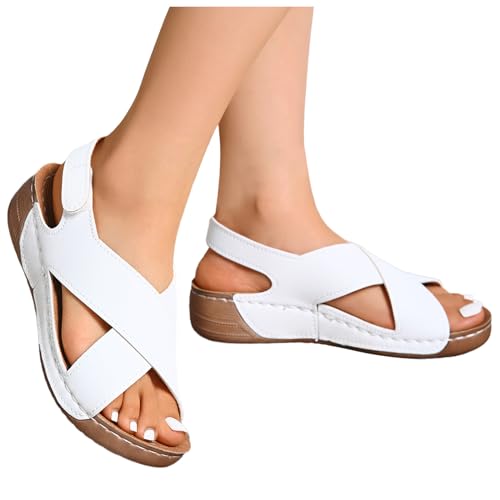 MODSGUE Damen Sandalen Sommer Strandsandalen zur Unterstützung des weiche Sandalen aus PU-Leder rutschfeste Elegante Sandalen Sandaletten Pantolette von MODSGUE