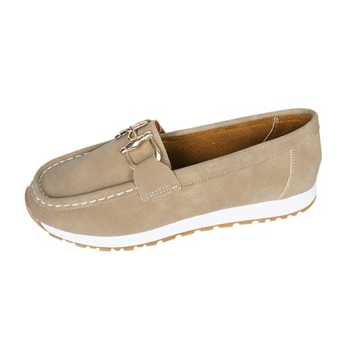 MODSGUE Damen Schuhe Bootsschuhe Vintage Weiches Leder Halbschuhe Sommer rutschfest Loafers Flache Wanderschuhe Freizeit Lauflernschuhe Freizeitschuhe von MODSGUE