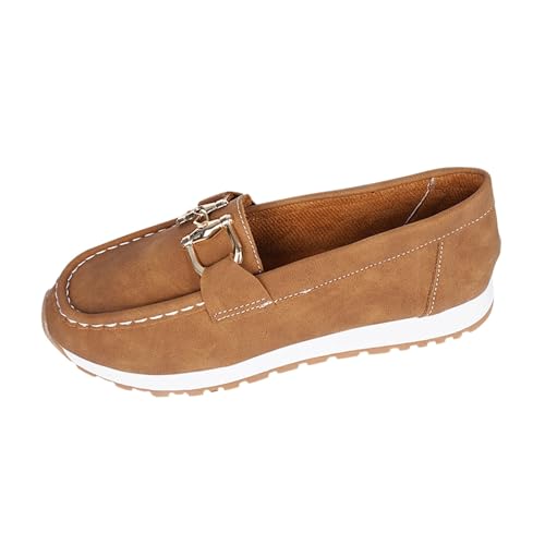 MODSGUE Damen Schuhe Bootsschuhe Vintage Weiches Leder Halbschuhe Sommer rutschfest Loafers Flache Wanderschuhe Freizeit Lauflernschuhe Freizeitschuhe von MODSGUE