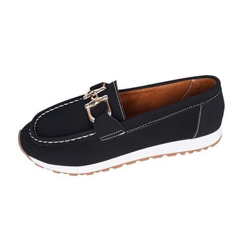 MODSGUE Damen Schuhe Bootsschuhe Vintage Weiches Leder Halbschuhe Sommer rutschfest Loafers Flache Wanderschuhe Freizeit Lauflernschuhe Freizeitschuhe von MODSGUE