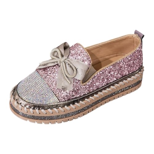 MODSGUE Damen Schuhe Slip On Sneakers Freizeit Atmungsaktive Fitness Turnschuhe Plattform Air Leichte Outdoor Walking Schuhe Glitzer Pailletten Wanderschuhe Sportschuhe Laufschuhe von MODSGUE