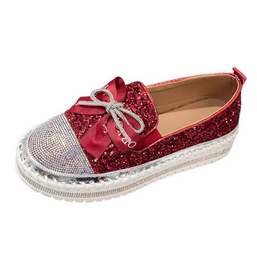 MODSGUE Damen Schuhe Slip On Sneakers Freizeit Atmungsaktive Fitness Turnschuhe Plattform Air Leichte Outdoor Walking Schuhe Glitzer Pailletten Wanderschuhe Sportschuhe Laufschuhe von MODSGUE