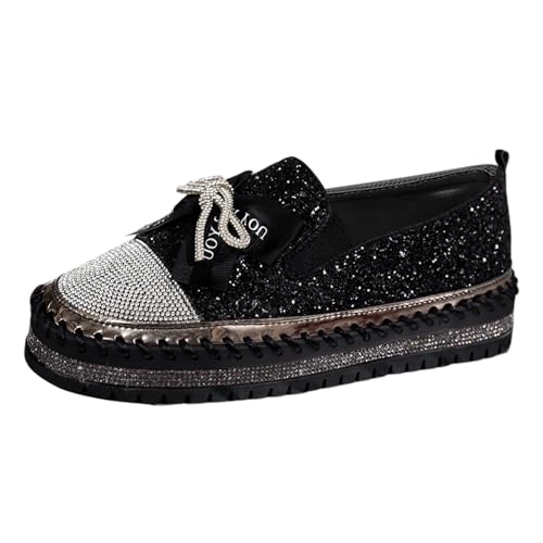 MODSGUE Damen Schuhe Slip On Sneakers Freizeit Atmungsaktive Fitness Turnschuhe Plattform Air Leichte Outdoor Walking Schuhe Glitzer Pailletten Wanderschuhe Sportschuhe Laufschuhe von MODSGUE