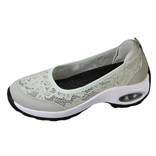 MODSGUE Damen Slip On Sneakers Mesh Spitze Keilabsatz Schuhe Atmungsaktive Ausgeschnittene Stoffschuhe Freizeit Turnschuhe Plattform Laufschuhe Glitzer Slip On Walkingschuhe von MODSGUE