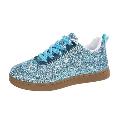 MODSGUE Damen Sneaker Glitzer Glitzer Funkelndem GläNzend Casual Bling Pailletten Konzertschuhe Canvas Low Top SchnüRung Komfortable Gepolsterte Walking FüR Street Wedding Party Night Club von MODSGUE