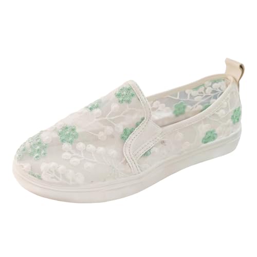 MODSGUE Damen Sneaker Low Spitze Wanderhalbschuhe Flache Bequem Schuhe Elegant Spitze Turnschuhe mit Spitze Sommerschuhe Netz Laufschuhe Sportschuhe Walkingschuhe Halbschuhe von MODSGUE