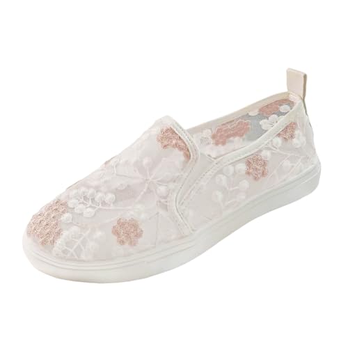 MODSGUE Damen Sneaker Low Spitze Wanderhalbschuhe Flache Bequem Schuhe Elegant Spitze Turnschuhe mit Spitze Sommerschuhe Netz Laufschuhe Sportschuhe Walkingschuhe Halbschuhe von MODSGUE