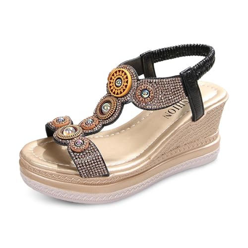 MODSGUE Damen Sommer Sandalen mit Strass Perlen Frauen Bohemian Sandals Freizeit Stoffschuhe Bequem Dünne Basic Strand Sandalette Plattform Flip Flops MODSGUE Damen Sommer Sandalen mit Strass Perlen Frauen Bohemian Sandals Freizeit Stoffschuhe Bequem Dünne Basic Strand Sandalette Plattform Flip Flops von MODSGUE