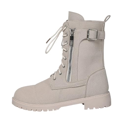 MODSGUE Damen Stiefeletten Plateau Boots Leicht Gefüttert mit Blockabsatz Profilsohle Schnallen Anti-Rutsch Gummistiefeletten Rain Boots Herbst Winter Bequem Stiefel Regenschuhe von MODSGUE