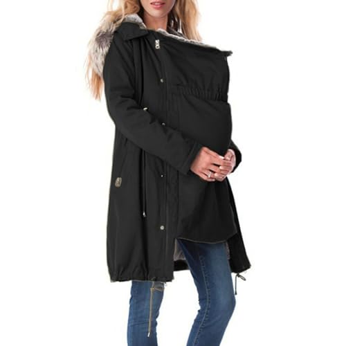 MODSGUE Damen Umstandsjacke Winter 3 in 1 Warm Pelzkragen Baumwolljacke mit babyeinsatz Winterjacke Damen Schwangerschaft Oversize Umstandsmode Jacke Frauen Tragejacke Umstandsmantel üBergangsparka von MODSGUE