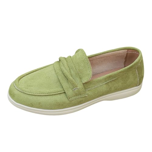 MODSGUE Damen Wildleder Loafers Flache Lässige Schuhe Freizeitschuhe Slip on Round Toe Wanderschuhe Bequeme Slippers Sommer Bootsschuhe Atmungsaktiv Halbschuhe von MODSGUE