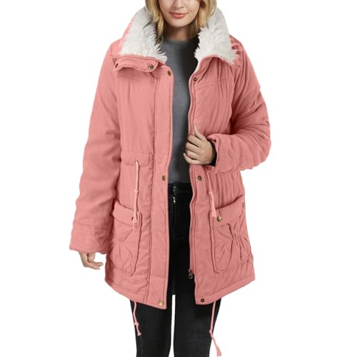 MODSGUE Damen Winterjacke Mode Daunenmantel Lockere Steppjacke Frauen Warm Oberbekleidung Freund Outdoorjacke Mit Kapuze Manteljacke Beige von MODSGUE