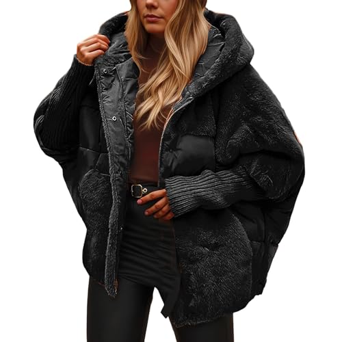 MODSGUE Damen Wintermäntel Lang Auf Beiden Pufferjacken Warmer Kapuzenmantel Steppjacke Steppmantel Winterjacke Casual Wintermantel mit Kapuze Frauen Oberbekleidung Outdoorjacke von MODSGUE
