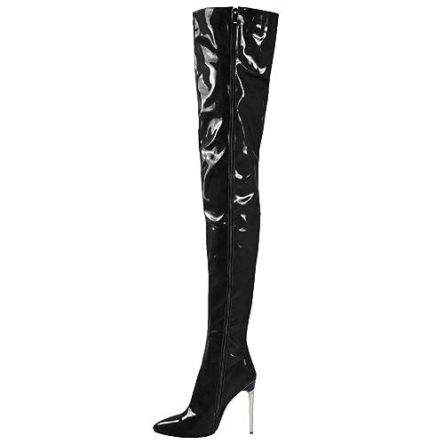 MODSGUE Damen Winterstiefel Basic Overknee Hohe Stiefel Winter Lange Stiefel Langschaft Stiefel Oberschenkel Hohe Stiefel Einfarbig Schuhe Stiletto High Heels Lang Boots von MODSGUE
