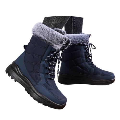 MODSGUE Damen Winterstiefel Wasserdicht Warme Gefüttert Winterschuhe Outdoor Stiefel Rutschfeste Flache Warme Wanderschuhe Winter Herbst Vintage Rutschfest Schneestiefel von MODSGUE