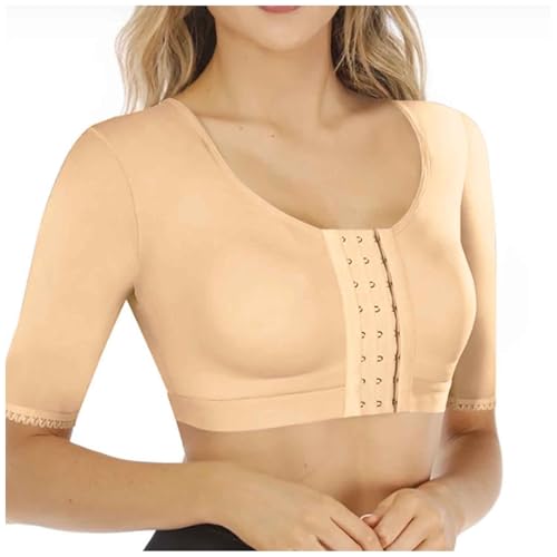 MODSGUE Dirndl BH Super Push Up BH Kompression Oberarme Ärmel Figurformende Shapewear Top Nahtlose mit Post Chirurgisch Vorderverschluss BH Schwarz Groß von MODSGUE