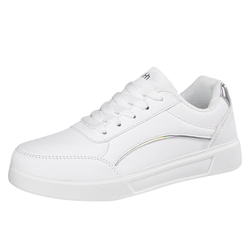 MODSGUE Flache Low Sneaker Weiß Damen PU Leder Lace-Up Turnschuhe Laufschuhe Sportschuhe Einfarbig Basic Wanderschuhe Schwarz Freizeitschuhe Leicht Tennisschuhe Walkingschuhe MODSGUE Flache Low Sneaker Weiß Damen PU Leder Lace-Up Turnschuhe Laufschuhe Sportschuhe Einfarbig Basic Wanderschuhe Schwarz Freizeitschuhe Leicht Tennisschuhe Walkingschuhe von MODSGUE