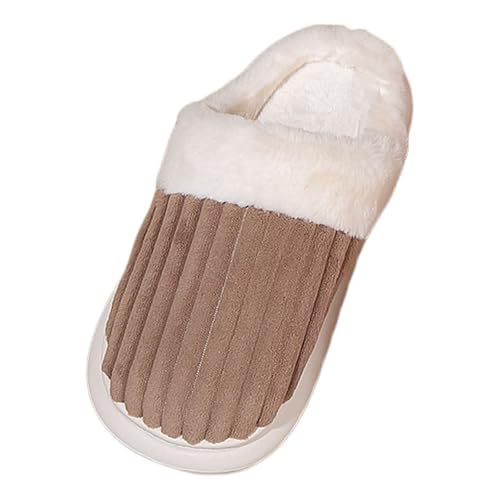 MODSGUE Frauen House Hausschuhe Bequeme Memory Foam Plüsch Schlafzimmer Slip-On Leichte Schuhe Kunstpelz Gefüttert Gestrickte Warme Hausschuhe,Outdoor Anti-Rutsch-Gummisohle Gemütliche von MODSGUE