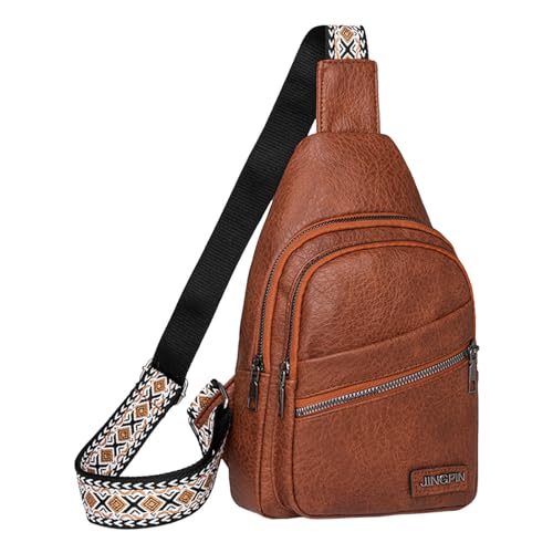 MODSGUE Frauen Schulter Tasche Mode Muster Einfache Feste Farbe Große Kapazität Praktische Umhängetasche Taschen Kette (Brown, One Size) von MODSGUE