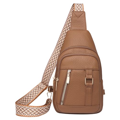 MODSGUE Frauen Schulter Tasche Mode Muster Einfache Feste Farbe Komfortable Zipper Große Kapazität Umhängetasche Herren Taschen Umhängen (Khaki, One Size) von MODSGUE