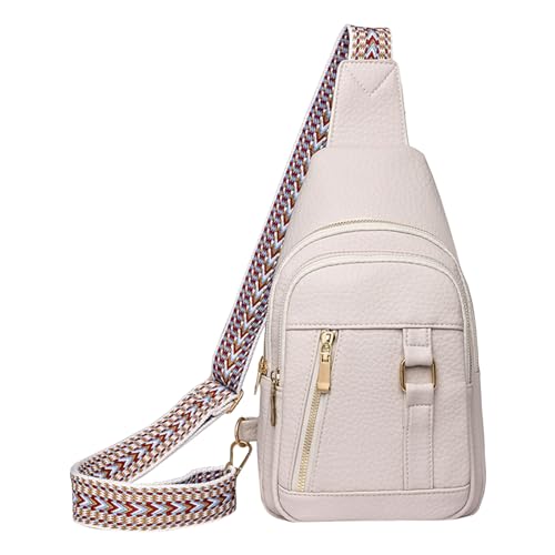 MODSGUE Frauen Schulter Tasche Mode Muster Einfache Feste Farbe Komfortable Zipper Große Kapazität Umhängetasche Herren Taschen Umhängen (White, One Size) von MODSGUE