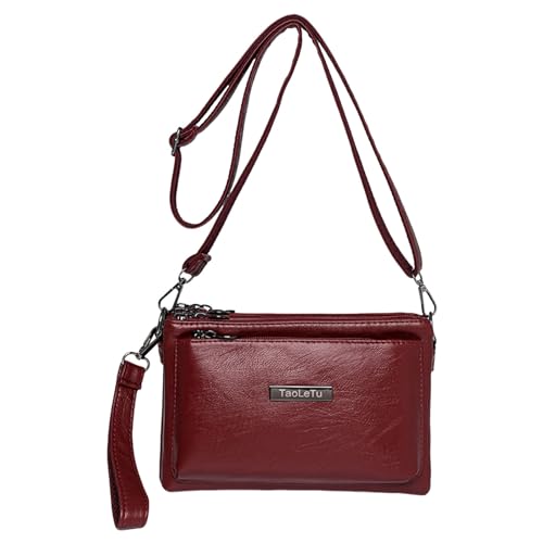 MODSGUE Frauen Umhängetasche Mode Muster Einfache Layered Praktische Handtasche Messenger Tasche Herren Taschen Männer Umhänge (Red, One Size) von MODSGUE