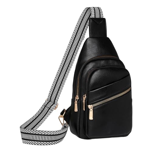 MODSGUE Frauen Umhängetasche Mode Muster Einfarbig Zipper Layered Praktische Umhängetasche Grafikwerkstatt Taschen (Black, One Size) von MODSGUE