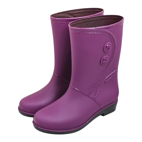 MODSGUE Gefütterte Gummistiefel Damen Wasserdicht Winddicht Damenstiefel Warme Stiefel Basic Gummistiefeletten Winter Weitschaft Bequem Rutschfeste Regenstiefel Winterstiefel von MODSGUE
