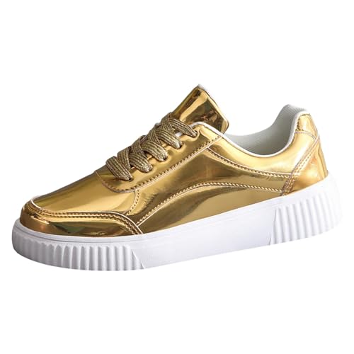 MODSGUE Glitzer Schuhe Damen Flache Low Sneaker Karneval Pailletten Schuhe - Atmungsaktiv Walkingschuhe Turnschuhe Party Outdoor Schnürsenkel Sportschuhe Laufschuhe Klettverschluss von MODSGUE