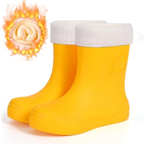 MODSGUE Gummistiefel Damen Gefüttert Halbhohe Wasserdicht Outdoor Boots rutschfeste Stiefeletten Anti-Rutsch Regenstiefel Komfort Bequem Basic Winter Herbst Gartenschuhe von MODSGUE