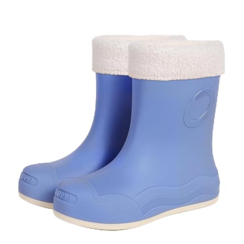 MODSGUE Gummistiefel Damen Gefüttert Halbhohe Wasserdicht Outdoor Boots rutschfeste Stiefeletten Anti-Rutsch Regenstiefel Komfort Bequem Basic Winter Herbst Gartenschuhe von MODSGUE