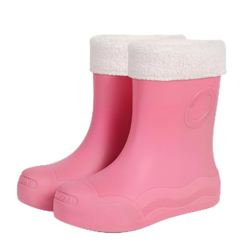 MODSGUE Gummistiefel Damen Gefüttert Halbhohe Wasserdicht Outdoor Boots rutschfeste Stiefeletten Anti-Rutsch Regenstiefel Komfort Bequem Basic Winter Herbst Gartenschuhe von MODSGUE