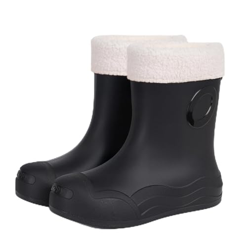 MODSGUE Gummistiefel Damen Gefüttert Halbhohe Wasserdicht Outdoor Boots rutschfeste Stiefeletten Anti-Rutsch Regenstiefel Komfort Bequem Basic Winter Herbst Gartenschuhe von MODSGUE